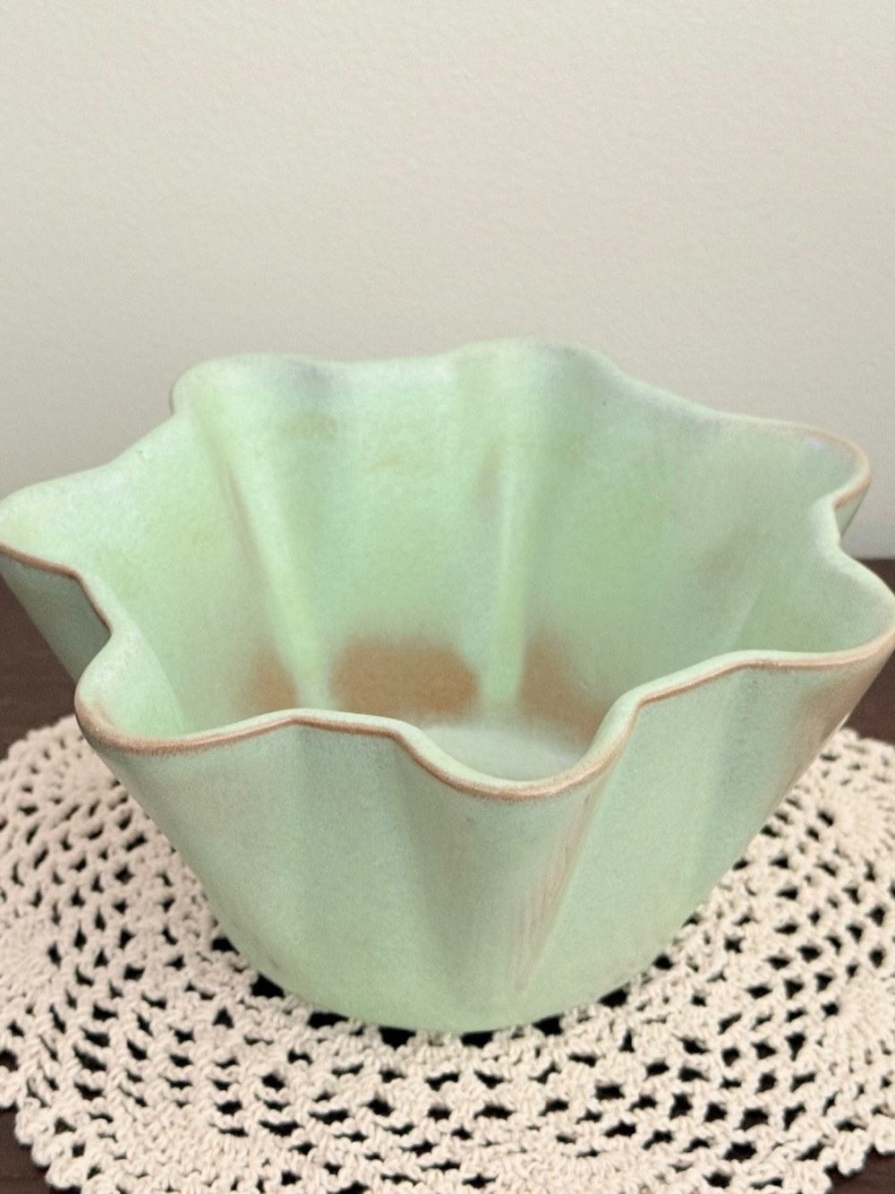 Vintage Frankoma Art Pottery F33 Prairie Green Fluted Planter Bowl